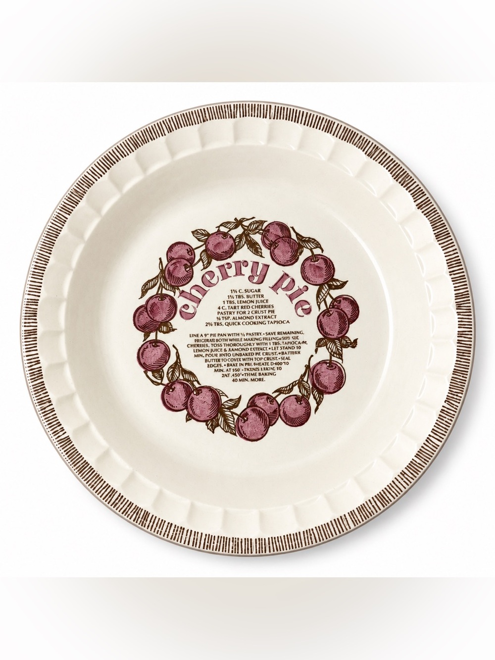 1983 Royal China Jeannette Country Ceramic Harvest cherry pie recipe plate